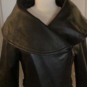 Vintage Designer Jeanette ANDRAL Black Leather Jacket, Soft Leather, X-Large Col